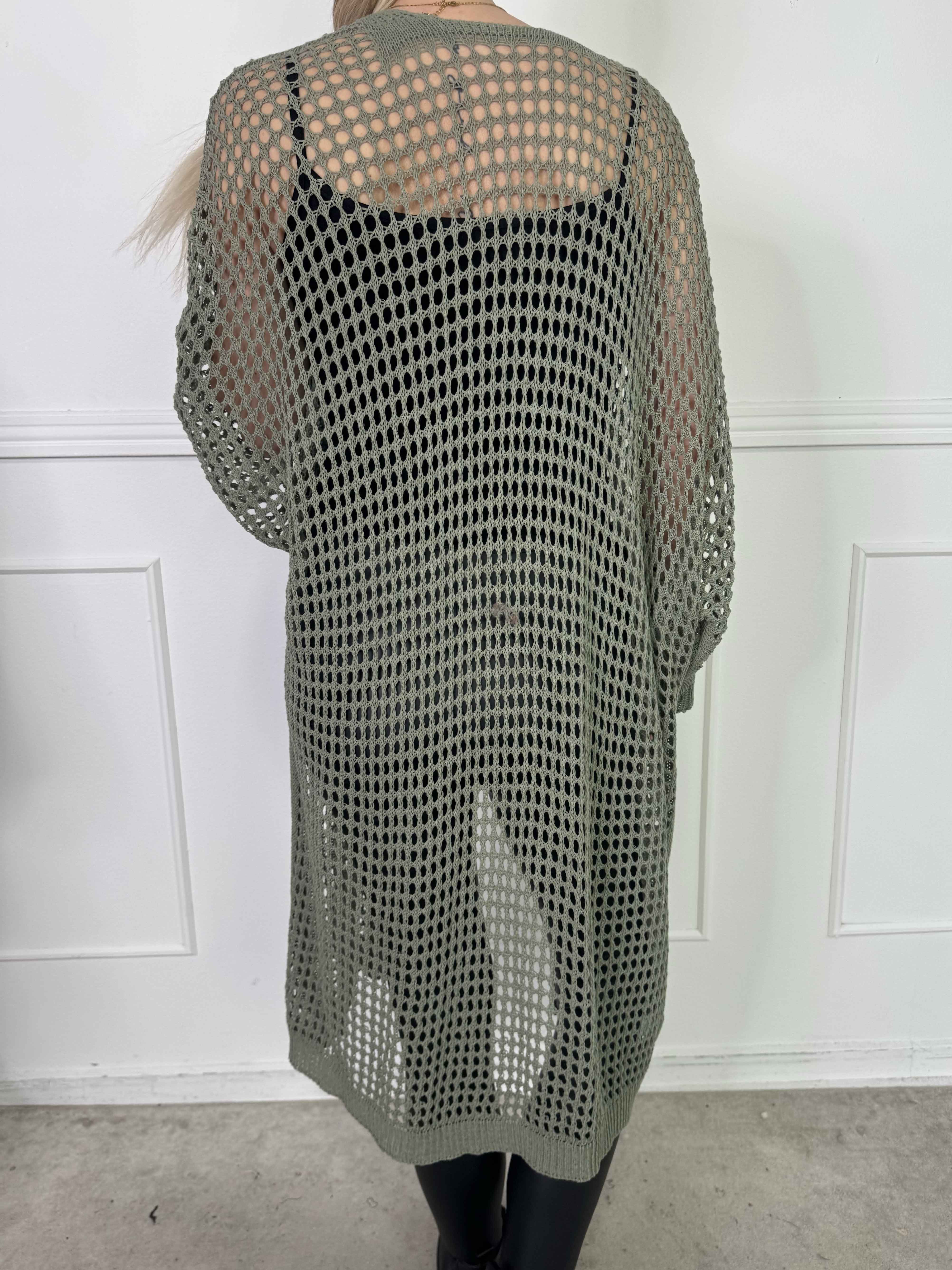 Hillary - Hæklet cardigan med hulmønster i bomuldsblanding